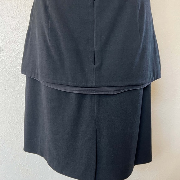 VINTAGE & RARE | Black Gabardine Wool Overlap Skirt - Front Pocket - Picture 2 of 11